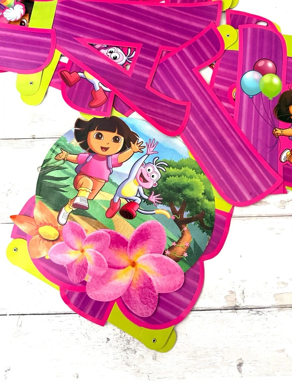 Dora The Explorer Happy Birthday Garland Party Decoration Sign Pink 10in Letters